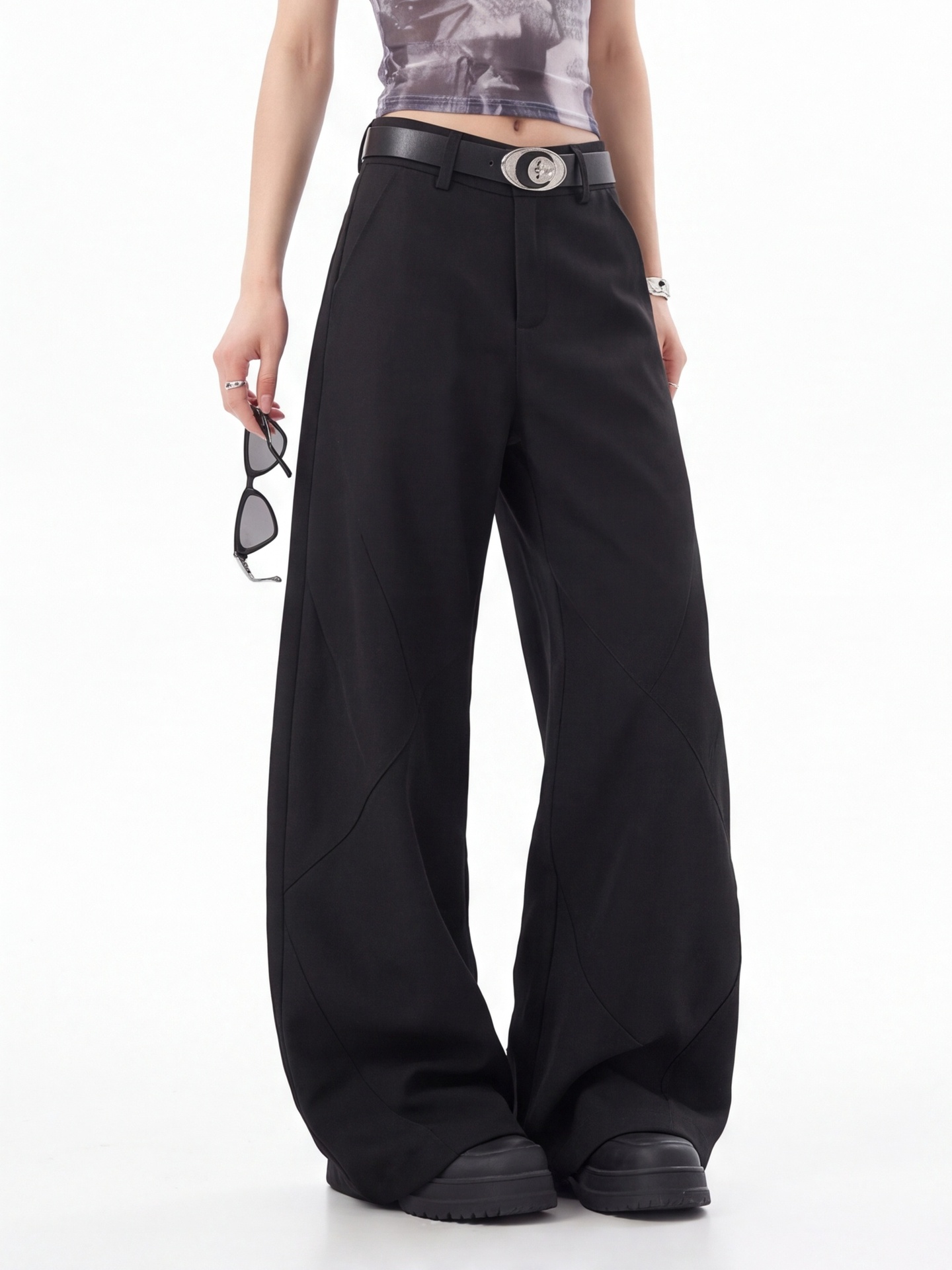 Tailored Trouser Wide - Black High Waist Trousers for Women