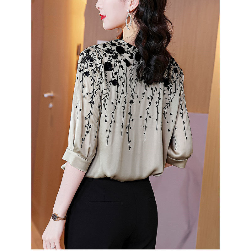 Vintage Elegant Women Silk Sat - Silk Blouse 评论和价格