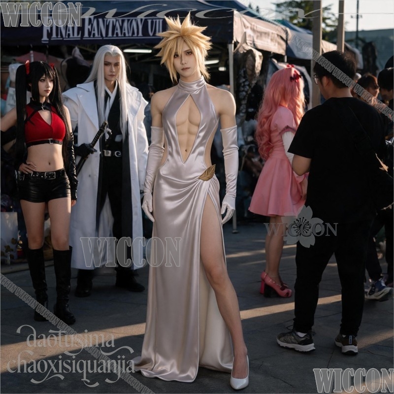 FF7 Cosplay Cloud High Slit We - Evening Gown 评论和价格