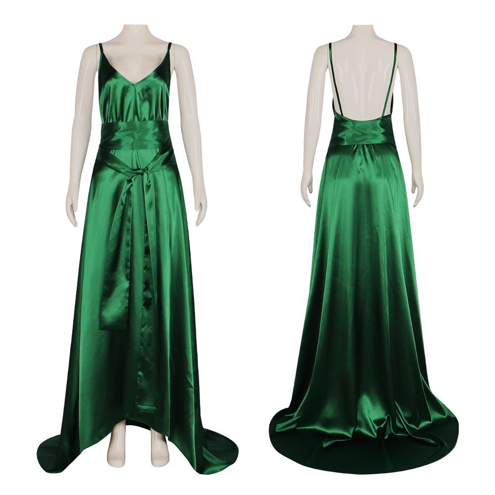 Emerald Satin Camisole Dress - - Evening Gown 评论和价格